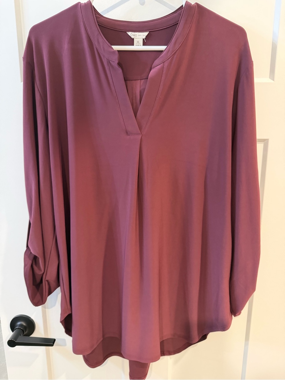 Cato Mauve V-Neck Long Sleeve Tunic